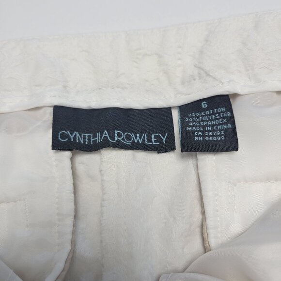 Cynthia Rowley White Textured Cotton Blend Cigarette/Ankle Pant - Picture 6 of 11